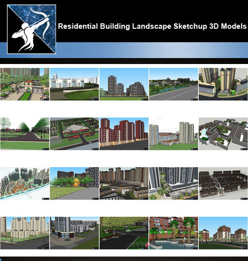 ★Best 20 Types of Residential Building Landscape Sketchup 3D Models Collection V.4 - Architecture Autocad Blocks,CAD Details,CAD Drawings,3D Models,PSD,Vector,Sketchup Download