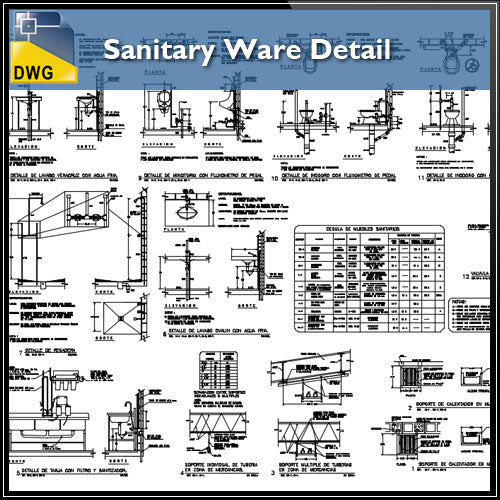 【CAD Details】Sanitary Ware CAD Details - Architecture Autocad Blocks,CAD Details,CAD Drawings,3D Models,PSD,Vector,Sketchup Download
