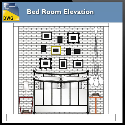 【Interior Design CAD Drawings】@Bed Room Elevation design CAD Drawings - Architecture Autocad Blocks,CAD Details,CAD Drawings,3D Models,PSD,Vector,Sketchup Download