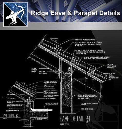 【Roof Details】Ridge Eave & Parapet Details - Architecture Autocad Blocks,CAD Details,CAD Drawings,3D Models,PSD,Vector,Sketchup Download