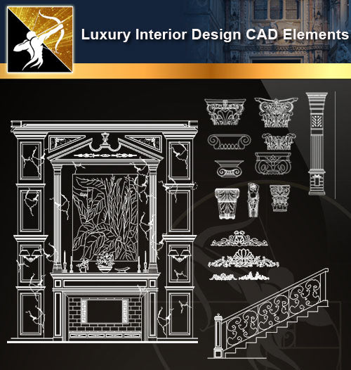 Luxury Interior Design CAD Elements - Architecture Autocad Blocks,CAD Details,CAD Drawings,3D Models,PSD,Vector,Sketchup Download