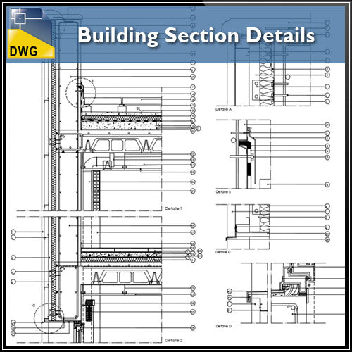 【CAD Details】Building Section CAD Details - Architecture Autocad Blocks,CAD Details,CAD Drawings,3D Models,PSD,Vector,Sketchup Download