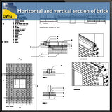 【CAD Details】Horizontal and vertical section of brick CAD detail drawing - Architecture Autocad Blocks,CAD Details,CAD Drawings,3D Models,PSD,Vector,Sketchup Download
