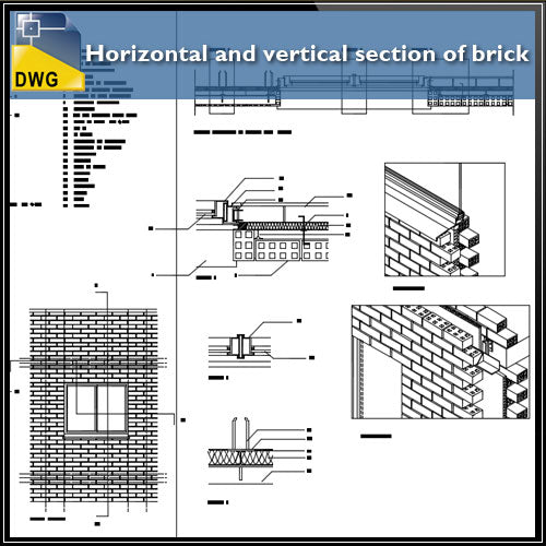 【CAD Details】Horizontal and vertical section of brick CAD detail drawing - Architecture Autocad Blocks,CAD Details,CAD Drawings,3D Models,PSD,Vector,Sketchup Download