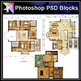 Photoshop PSD Interior Design -3 Types Interior Design Layout PSD - Architecture Autocad Blocks,CAD Details,CAD Drawings,3D Models,PSD,Vector,Sketchup Download
