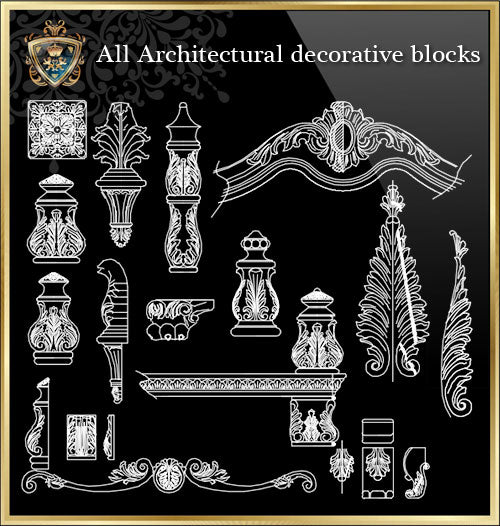 ★Architecture Decorative CAD Blocks Bundle V.4-☆Architectural Decorative Elements☆ - Architecture Autocad Blocks,CAD Details,CAD Drawings,3D Models,PSD,Vector,Sketchup Download