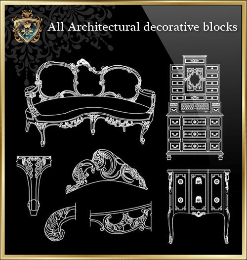 ★Architecture Decorative CAD Blocks Bundle V.11-☆Architectural Decorative Elements☆ - Architecture Autocad Blocks,CAD Details,CAD Drawings,3D Models,PSD,Vector,Sketchup Download