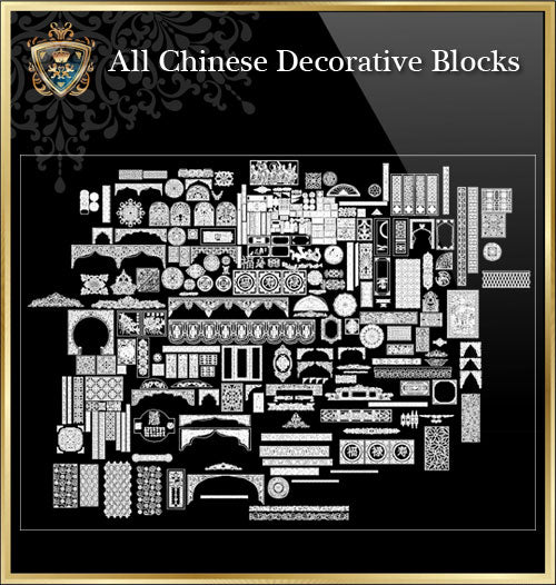 ★Architecture Decorative CAD Blocks Bundle V.13-☆Chinese Carved Elements☆ - Architecture Autocad Blocks,CAD Details,CAD Drawings,3D Models,PSD,Vector,Sketchup Download