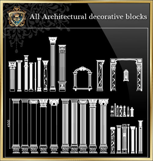 ★Architecture Decorative CAD Blocks Bundle V.16-☆Architecture Decorative CAD Blocks☆ - Architecture Autocad Blocks,CAD Details,CAD Drawings,3D Models,PSD,Vector,Sketchup Download