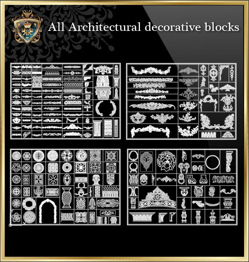 ★Architecture Decorative CAD Blocks Bundle V.1-☆Architectural Decorative Elements☆ - Architecture Autocad Blocks,CAD Details,CAD Drawings,3D Models,PSD,Vector,Sketchup Download