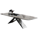 Marble dining table Postmodern minimalist creative dining table 6/8 person rectangular stainless steel dining table
