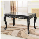 European-style dining table and chair combination 6 people black solid wood carving rectangular table simple small family .