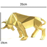 [MGT]Resin Geometric Bison Ox Sculpture Abstract Bull Statue Office Decoration Home Art Craft Ornament Accessories Birthday Gift