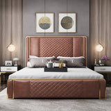 Light luxury bedroom pine bed double bed modern simple high quality 1.8m leather bed