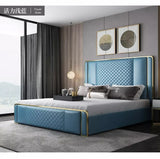 Light luxury bedroom pine bed double bed modern simple high quality 1.8m leather bed