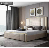 Light luxury bedroom pine bed double bed modern simple high quality 1.8m leather bed