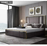Light luxury bedroom pine bed double bed modern simple high quality 1.8m leather bed
