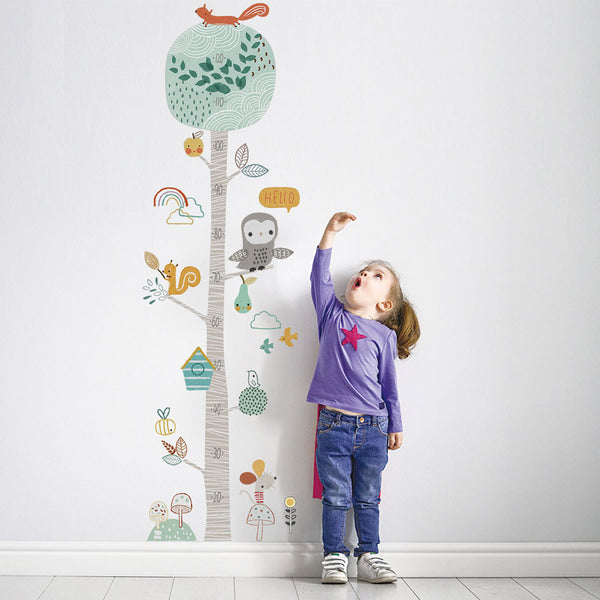 Cartoon animals tree Height Measure Wall Stickers Home Decor nursery decoration kids rooms decals living room background sticker