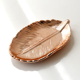 Gloden Ceramic Leaves Plate Tree Leaf Jewelry Snacks Dessert Silver Storage Tray Rose Gold Ceramics Jewelry Enamel Trinket Dish