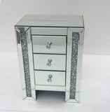 Preselling Panana Mirrored Bedside Cabinet/Bedside Table/Chest of 3 Drawers Bedroom Nightstand