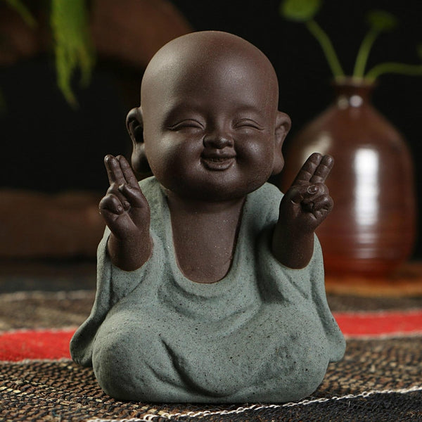Buddha statues small monk color sand ceramic home club geomantic decoration Purple Sand Figurines Tea Pet