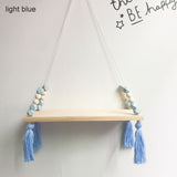 Nordic style colorful beads tassel wooden Wall Shelf Wall clapboard decoration Children room kids clothing store display stand