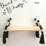 Nordic style colorful beads tassel wooden Wall Shelf Wall clapboard decoration Children room kids clothing store display stand
