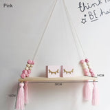 Nordic style colorful beads tassel wooden Wall Shelf Wall clapboard decoration Children room kids clothing store display stand