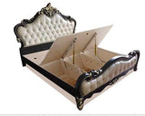 European double bed 1.8m wedding bed luxury ebony carved leather bed American master bedroom light luxury big bed