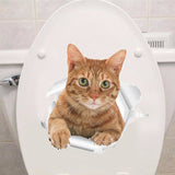 Cats 3D Wall Sticker Toilet Stickers Hole View Vivid Dogs Bathroom for Home Decoration Animals Vinyl Decals Art Sticker poster