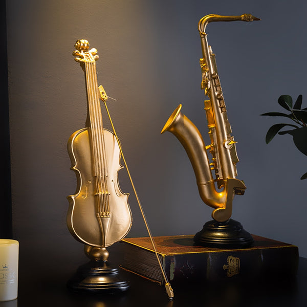 Modern Home Decoration Violin Figurines Sax Statuettes Accessories Desk Office Decor Resin Musical Instrument Model Decorative