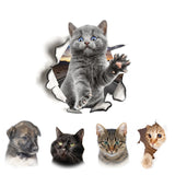 Cute cats dog 3D Wall Sticker for Living room children's room Home decoration art Decals mural kitten puppy Stickers wallpaper