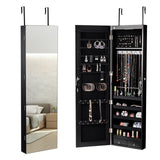 Giantex Wall & Door Mounted Mirrored Jewelry Cabinet Storage Organizer W/ Lights&Drawer Home Furniture HW59104