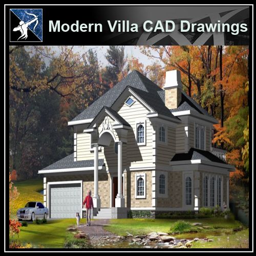 ★Modern Villa CAD Plan,Elevation Drawings Download V.11 - Architecture Autocad Blocks,CAD Details,CAD Drawings,3D Models,PSD,Vector,Sketchup Download