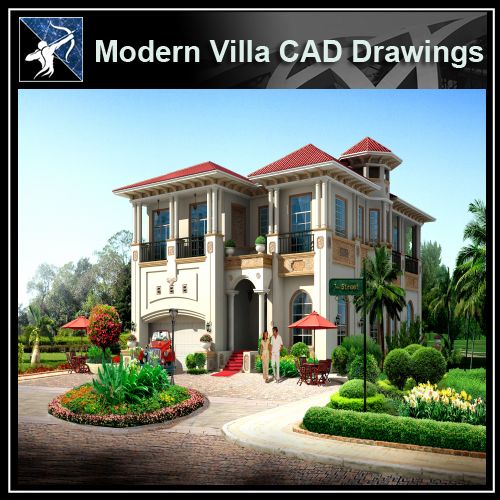 ★Modern Villa CAD Plan,Elevation Drawings Download V.2 - Architecture Autocad Blocks,CAD Details,CAD Drawings,3D Models,PSD,Vector,Sketchup Download