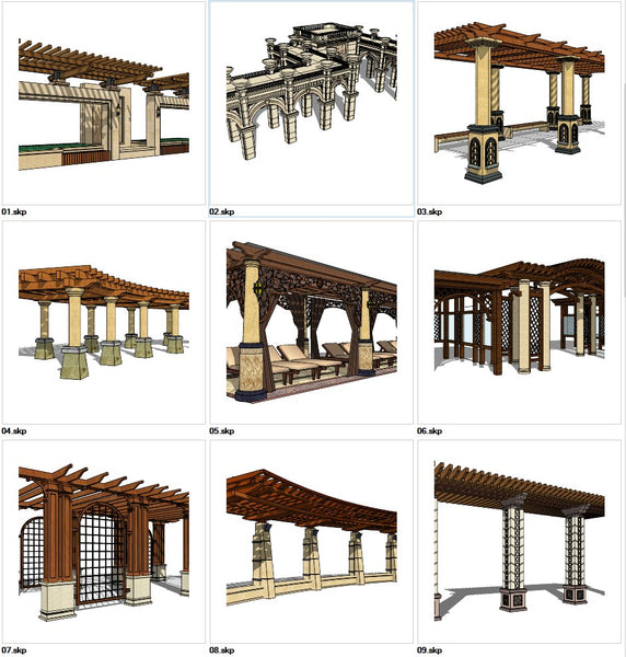 ★Sketchup 3D Models-9 Types of Landscape Gallery Sketchup Models V.1 - Architecture Autocad Blocks,CAD Details,CAD Drawings,3D Models,PSD,Vector,Sketchup Download
