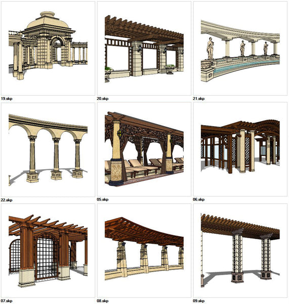 ★Sketchup 3D Models-9 Types of Landscape Gallery Sketchup Models V.3 - Architecture Autocad Blocks,CAD Details,CAD Drawings,3D Models,PSD,Vector,Sketchup Download