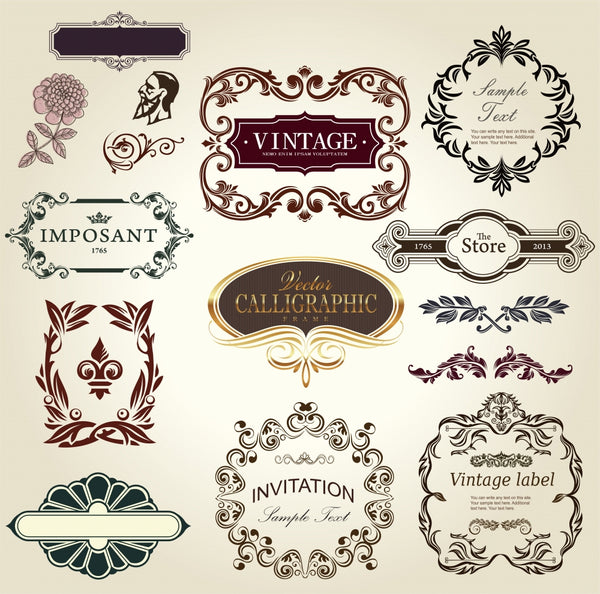 ★Vintage Design Collection V14,vintage,classical design,border,flower,corner,elegant design,vintage pattern,vector,eps,vintage decoration,tatoo